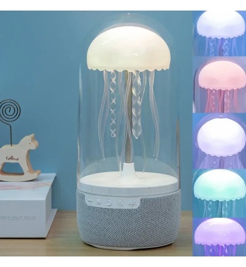 New White Noise LED Jellyfish Aquarium Night Light 7-Color Changing with 4 Light Mode Jellyfish Lamp Bluetooth Speaker