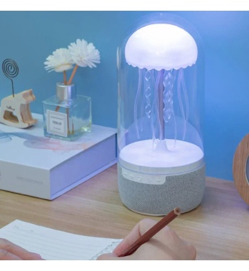 New White Noise LED Jellyfish Aquarium Night Light 7-Color Changing with 4 Light Mode Jellyfish Lamp Bluetooth Speaker