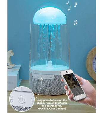 New White Noise LED Jellyfish Aquarium Night Light 7-Color Changing with 4 Light Mode Jellyfish Lamp Bluetooth Speaker