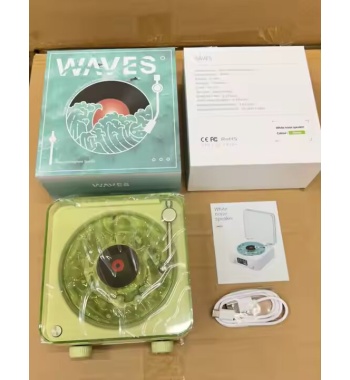 Hot Products For Dropshipping Christmas Gift 2024 BT Speaker Wireless Night Light Retro Ocean Waves Vinyl Mini Bluetooth Speaker