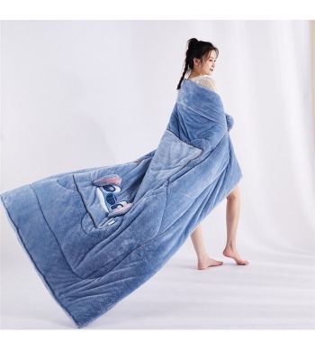 Double sided Arctic fleece pillow with embroidered fabric, dual-use office car nap blanket cushion