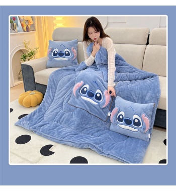 Double sided Arctic fleece pillow with embroidered fabric, dual-use office car nap blanket cushion