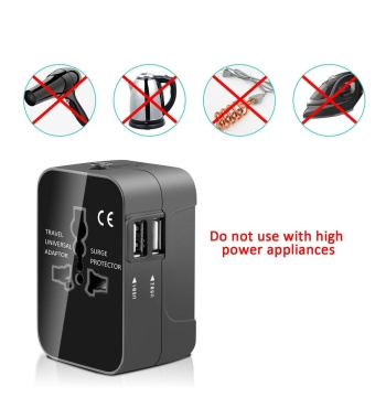 1PC Universal Travel Plug Adapter 2 USB Port World Travel AC Power Charger Adapter AU US UK EU Converter Adapter USB Charger