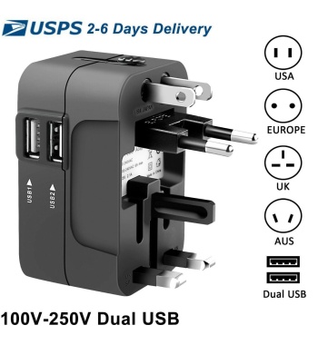 1PC Universal Travel Plug Adapter 2 USB Port World Travel AC Power Charger Adapter AU US UK EU Converter Adapter USB Charger