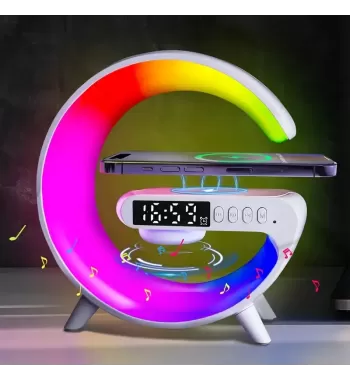 Valentine's Day Gift: Wireless Charger &amp; LED Smart Speaker with Mood Lighting - USB Powered, Fast Charge, Ambient Night Light Feature
