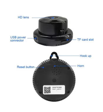 Motion Detect Night Vision Spy Mini WIFI 180-Degrees CCTV Camera