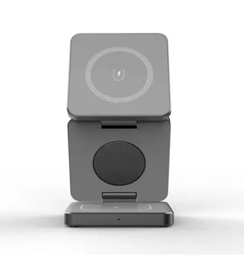 Factory 15W 3-in-1 Fast Wireless Charger Magnetic Foldable QI Charging Station Travel Charger &amp; iPhone holder with Watch Holders