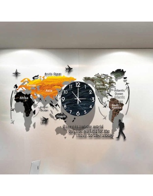 Modern Wall Decorative Oversized No Light Wall Decorative Acrylic Wall Clock Creative World Map