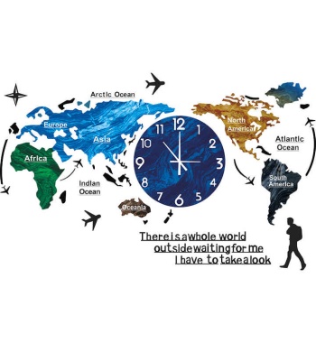 Modern Wall Decorative Oversized No Light Wall Decorative Acrylic Wall Clock Creative World Map
